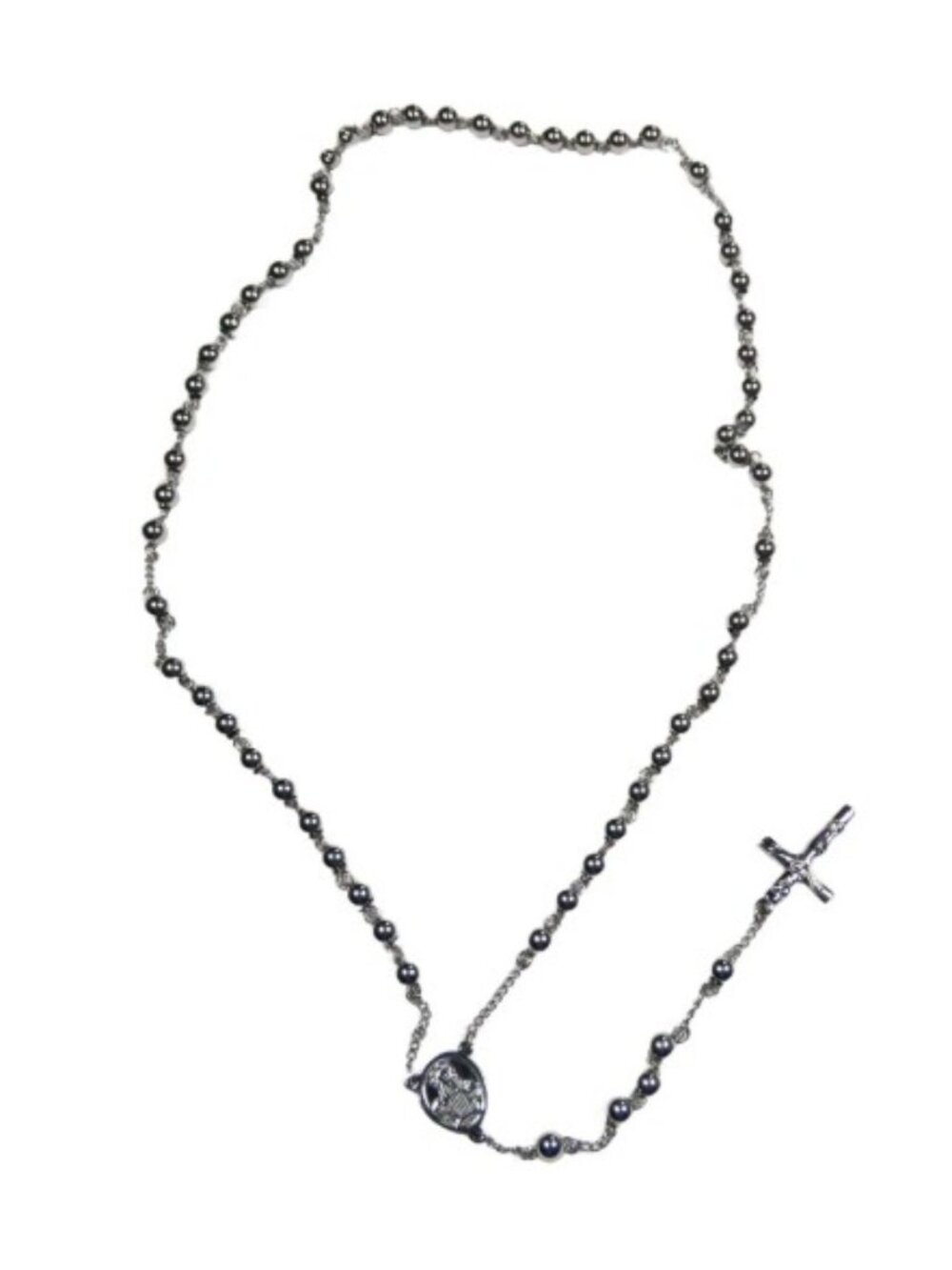 Inox Stainless Steel Polished Silver Rosary Necklace